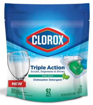 CLOROX Triple Action 'Fresh Scent' Dishwasher Detergent 92 Pacs 1160 gr